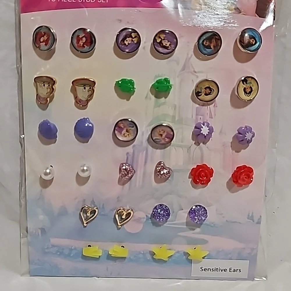 Disney Princess 16 Pairs Stud Set Sensitive Ears New